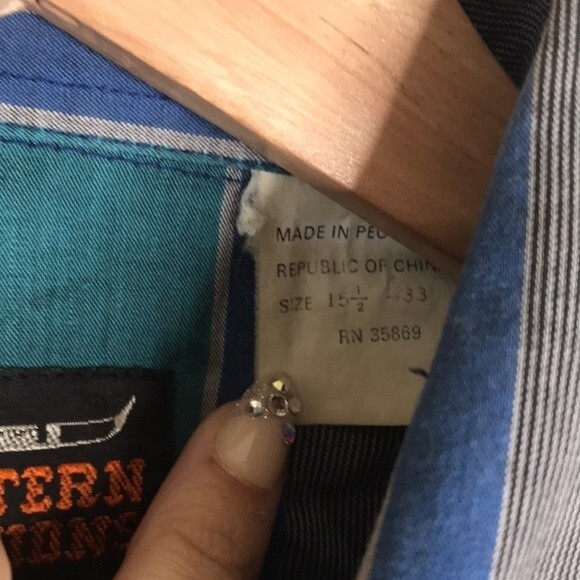 Vtg western plaid pearl snap button long sleeve shirt size medium cowboy rodeo - Picture 8 of 13